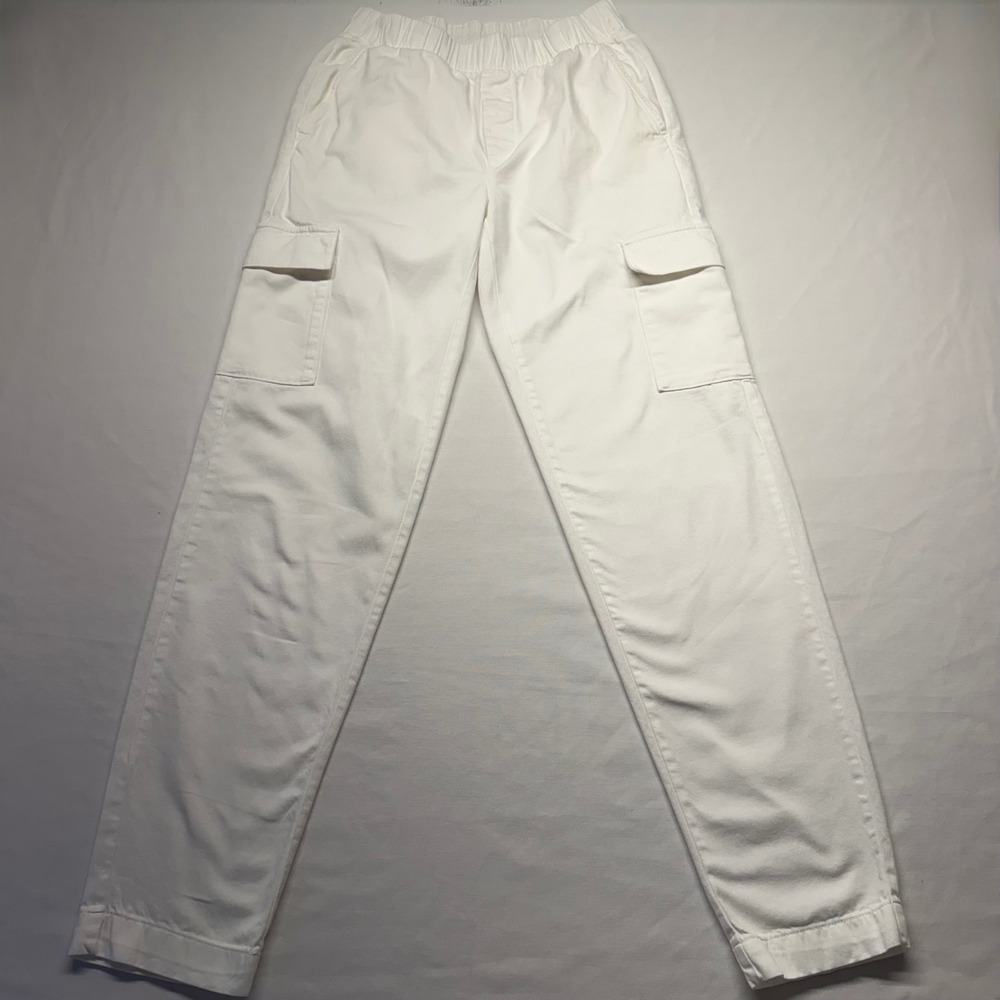 GAP Broken Twill Cargo Pants White Tall Small High Rise Wide Leg Utility Pockets